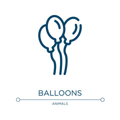 Poster - Balloons icon. Linear vector illustration from city park collection. Outline balloons icon vector. Thin line symbol for use on web and mobile apps, logo, print media.