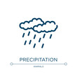 Precipitation icon. Linear vector illustration from nature collection. Outline precipitation icon vector. Thin line symbol for use on web and mobile apps, logo, print media.