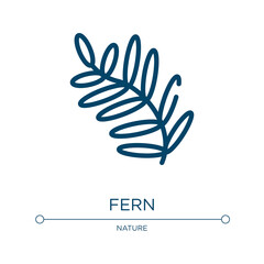 Poster - Fern icon. Linear vector illustration from tropical collection. Outline fern icon vector. Thin line symbol for use on web and mobile apps, logo, print media.