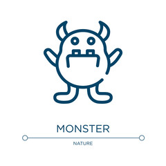 Wall Mural - Monster icon. Linear vector illustration from halloween collection. Outline monster icon vector. Thin line symbol for use on web and mobile apps, logo, print media.