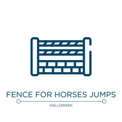 Poster - Fence for horses jumps icon. Linear vector illustration from horses collection. Outline fence for horses jumps icon vector. Thin line symbol for use on web and mobile apps, logo, print media.