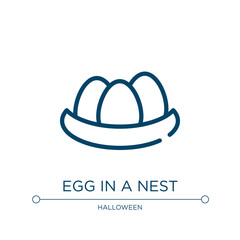 Poster - Egg in a nest icon. Linear vector illustration from birds pack collection. Outline egg in a nest icon vector. Thin line symbol for use on web and mobile apps, logo, print media.