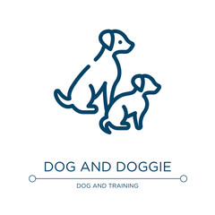 Poster - dog and doggie icon. linear vector illustration from dog and training collection. outline dog and do