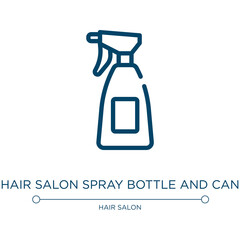 Poster - Hair salon spray bottle and can icon. Linear vector illustration from hair salon collection. Outline hair salon spray bottle and can icon vector. Thin line symbol for use on web and mobile apps, logo,