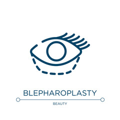 Poster - Blepharoplasty icon. Linear vector illustration from plastic surgery collection. Outline blepharoplasty icon vector. Thin line symbol for use on web and mobile apps, logo, print media.