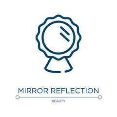 Poster - Mirror reflection icon. Linear vector illustration from beauty collection. Outline mirror reflection icon vector. Thin line symbol for use on web and mobile apps, logo, print media.