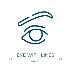 Poster - Eye with lines icon. Linear vector illustration from beauty collection. Outline eye with lines icon vector. Thin line symbol for use on web and mobile apps, logo, print media.