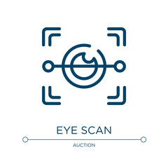 Poster - Eye scan icon. Linear vector illustration from banking and finance collection. Outline eye scan icon vector. Thin line symbol for use on web and mobile apps, logo, print media.