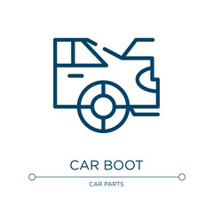 Poster - Car boot icon. Linear vector illustration from car parts collection. Outline car boot icon vector. Thin line symbol for use on web and mobile apps, logo, print media.