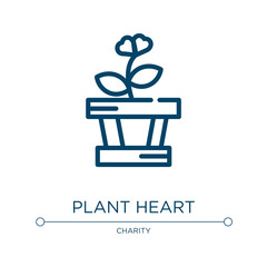 Poster - Plant heart icon. Linear vector illustration from charity collection. Outline plant heart icon vector. Thin line symbol for use on web and mobile apps, logo, print media.