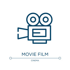 Poster - Movie film icon. Linear vector illustration from cinema collection. Outline movie film icon vector. Thin line symbol for use on web and mobile apps, logo, print media.