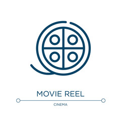 Poster - Movie reel icon. Linear vector illustration from cinema collection. Outline movie reel icon vector. Thin line symbol for use on web and mobile apps, logo, print media.