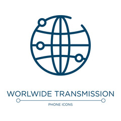 Poster - worlwide transmission icon. linear vector illustration from phone icons collection. outline worlwide