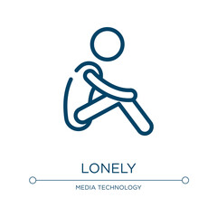 Poster - Lonely icon. Linear vector illustration from introvert collection. Outline lonely icon vector. Thin line symbol for use on web and mobile apps, logo, print media.