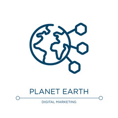 Poster - Planet earth icon. Linear vector illustration from internet of things collection. Outline planet earth icon vector. Thin line symbol for use on web and mobile apps, logo, print media.