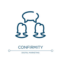 Poster - Confirmity icon. Linear vector illustration from discussion collection. Outline confirmity icon vector. Thin line symbol for use on web and mobile apps, logo, print media.