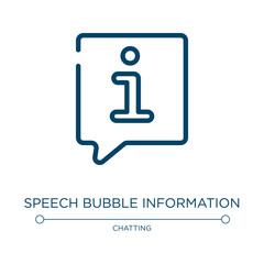 Poster - Speech bubble information icon. Linear vector illustration from talking collection. Outline speech bubble information icon vector. Thin line symbol for use on web and mobile apps, logo, print media.