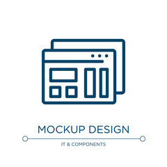Poster - Mockup design icon. Linear vector illustration from web development collection. Outline mockup design icon vector. Thin line symbol for use on web and mobile apps, logo, print media.