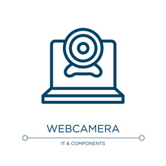 Poster - Webcamera icon. Linear vector illustration from online learning collection. Outline webcamera icon vector. Thin line symbol for use on web and mobile apps, logo, print media.
