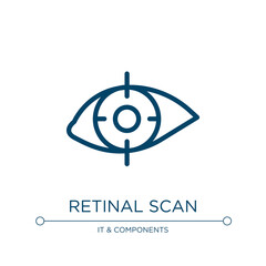 Poster - Retinal scan icon. Linear vector illustration from cyber security collection. Outline retinal scan icon vector. Thin line symbol for use on web and mobile apps, logo, print media.