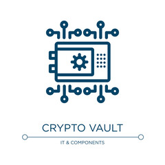 Poster - Crypto vault icon. Linear vector illustration from cyber security collection. Outline crypto vault icon vector. Thin line symbol for use on web and mobile apps, logo, print media.