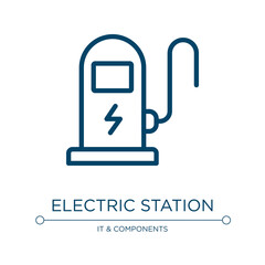 Wall Mural - Electric station icon. Linear vector illustration from technology collection. Outline electric station icon vector. Thin line symbol for use on web and mobile apps, logo, print media.