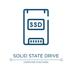Poster - Solid state drive icon. Linear vector illustration from computer functions collection. Outline solid state drive icon vector. Thin line symbol for use on web and mobile apps, logo, print media.