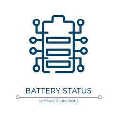 Poster - Battery status icon. Linear vector illustration from artificial intelligence collection. Outline battery status icon vector. Thin line symbol for use on web and mobile apps, logo, print media.
