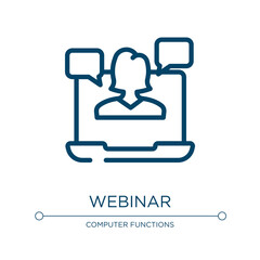 Poster - Webinar icon. Linear vector illustration from online learning collection. Outline webinar icon vector. Thin line symbol for use on web and mobile apps, logo, print media.