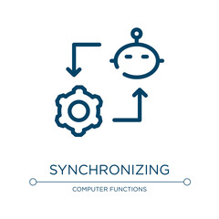 Poster - Synchronizing icon. Linear vector illustration from ai for earth collection. Outline synchronizing icon vector. Thin line symbol for use on web and mobile apps, logo, print media.