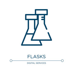 Poster - Flasks icon. Linear vector illustration from nerd collection. Outline flasks icon vector. Thin line symbol for use on web and mobile apps, logo, print media.