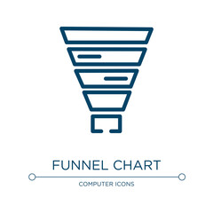 Poster - Funnel chart icon. Linear vector illustration from computer and media collection. Outline funnel chart icon vector. Thin line symbol for use on web and mobile apps, logo, print media.