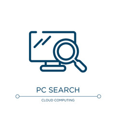 Poster - Pc search icon. Linear vector illustration from responsive web collection. Outline pc search icon vector. Thin line symbol for use on web and mobile apps, logo, print media.