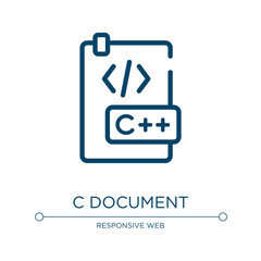 Poster - C document icon. Linear vector illustration from programming line craft collection. Outline c document icon vector. Thin line symbol for use on web and mobile apps, logo, print media.