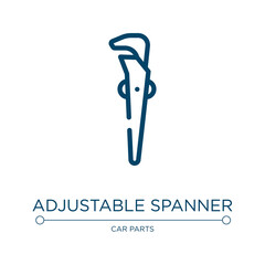Poster - Adjustable spanner icon. Linear vector illustration from construction collection. Outline adjustable spanner icon vector. Thin line symbol for use on web and mobile apps, logo, print media.