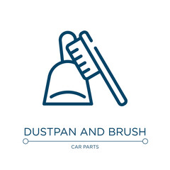 Poster - Dustpan and brush icon. Linear vector illustration from toolbox collection. Outline dustpan and brush icon vector. Thin line symbol for use on web and mobile apps, logo, print media.