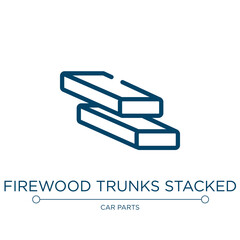 Poster - Firewood trunks stacked icon. Linear vector illustration from do it yourself collection. Outline firewood trunks stacked icon vector. Thin line symbol for use on web and mobile apps, logo, print