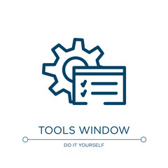 Poster - Tools window icon. Linear vector illustration from work tools collection. Outline tools window icon vector. Thin line symbol for use on web and mobile apps, logo, print media.