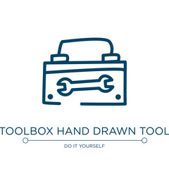 Poster - toolbox hand drawn tool icon. linear vector illustration from hand drawn construction collection. ou