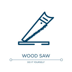 Poster - Wood saw icon. Linear vector illustration from constructicons collection. Outline wood saw icon vector. Thin line symbol for use on web and mobile apps, logo, print media.