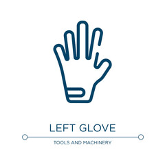 Poster - Left glove icon. Linear vector illustration from tools and machinery collection. Outline left glove icon vector. Thin line symbol for use on web and mobile apps, logo, print media.