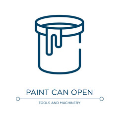 Poster - Paint can open icon. Linear vector illustration from tools and machinery collection. Outline paint can open icon vector. Thin line symbol for use on web and mobile apps, logo, print media.