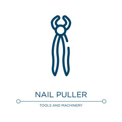 Poster - Nail puller icon. Linear vector illustration from carpentry diy tools collection. Outline nail puller icon vector. Thin line symbol for use on web and mobile apps, logo, print media.