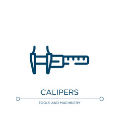 Poster - Calipers icon. Linear vector illustration from carpentry diy tools collection. Outline calipers icon vector. Thin line symbol for use on web and mobile apps, logo, print media.