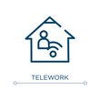 Telework icon. Linear vector illustration. Outline telework icon vector. Thin line symbol for use on web and mobile apps, logo, print media.