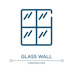 Poster - Glass wall icon. Linear vector illustration from architecture & construction collection. Outline glass wall icon vector. Thin line symbol for use on web and mobile apps, logo, print media.
