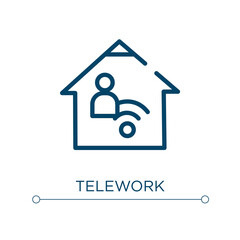Poster - Telework icon. Linear vector illustration. Outline telework icon vector. Thin line symbol for use on web and mobile apps, logo, print media.