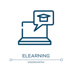 Poster - Elearning icon. Linear vector illustration from back to school collection. Outline elearning icon vector. Thin line symbol for use on web and mobile apps, logo, print media.