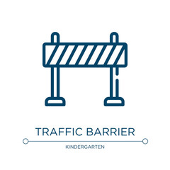 Poster - Traffic barrier icon. Linear vector illustration from driving school collection. Outline traffic barrier icon vector. Thin line symbol for use on web and mobile apps, logo, print media.