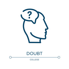 Poster - Doubt icon. Linear vector illustration from knowledge collection. Outline doubt icon vector. Thin line symbol for use on web and mobile apps, logo, print media.